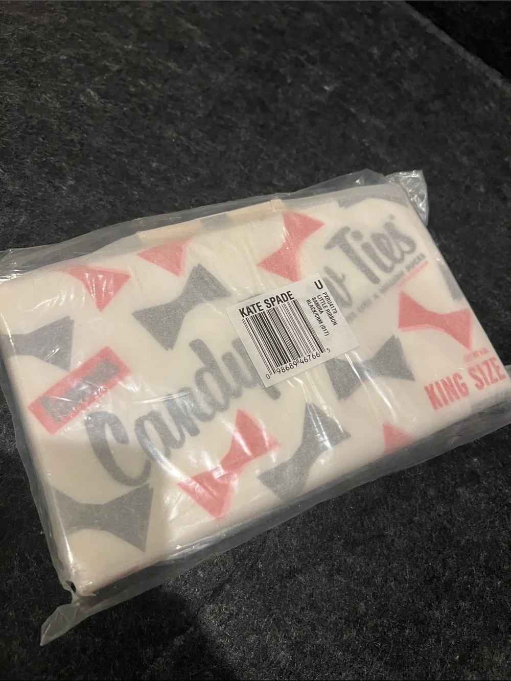 Kate Spade ♠️ Famous Candy Bow Ties Print Clutch - Red & Black Bow Tie Design
